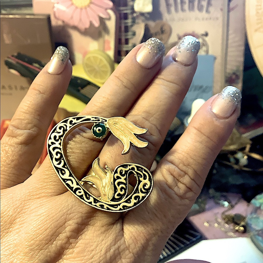 Unique Statement Ring Tulip Evil Eye From Greece. - image 1